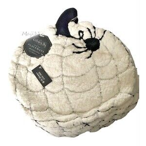 October Sky Halloween Sherpa Spider Web Placemats Embroidered White Set of 4